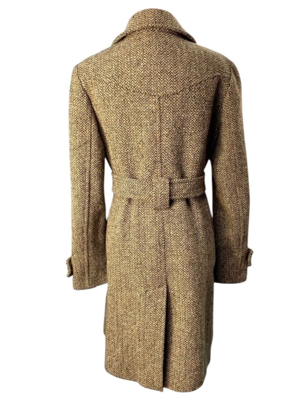 LOFT Trench Coat Herringbone Tweed Belted in Brown Size 6P - Picture 4 of 8